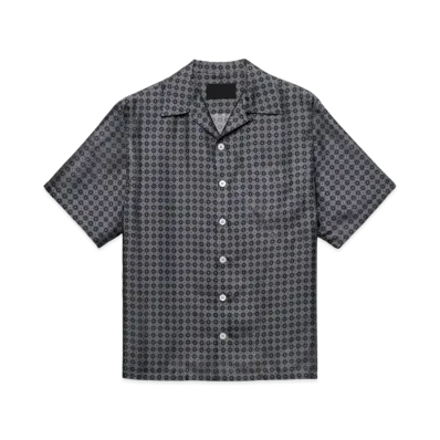 PRADA Men's Short-Sleeved Silk Shirt "Dark Gray"