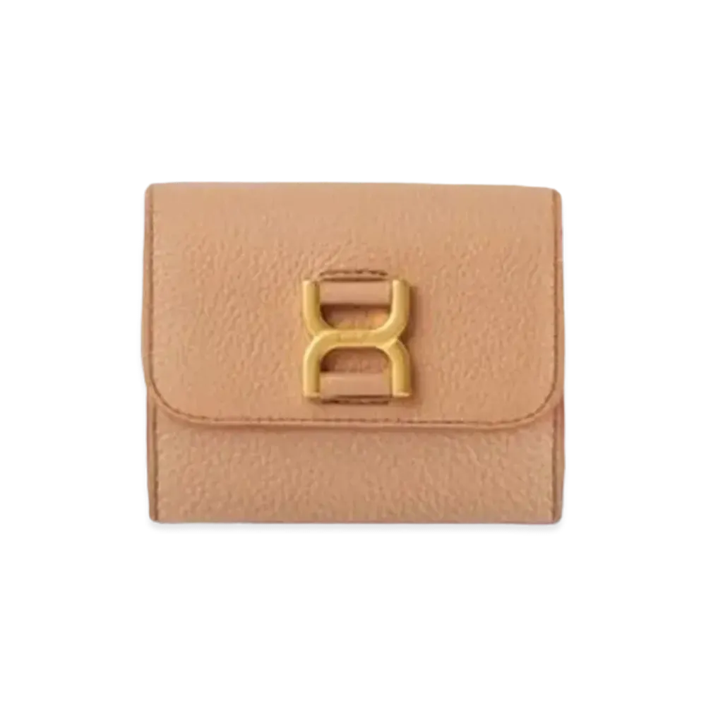 Chloe Marcie Small Tri-Fold Grained Calfskin "Light Tan"