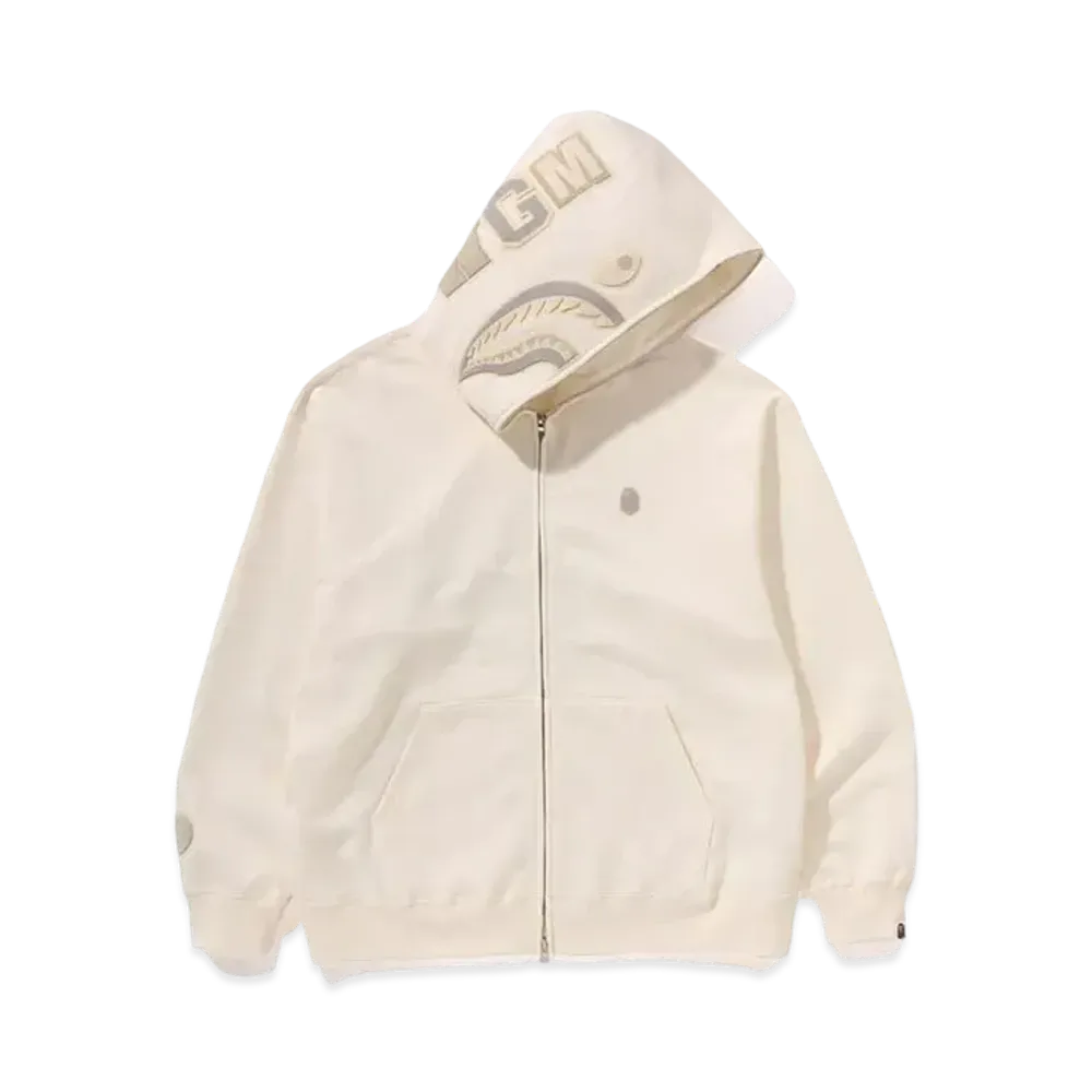 A BATHING APE Ape Head One Point Shark Zip Hoodie "Ivory"