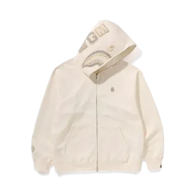 A BATHING APE Ape Head One Point Shark Zip Hoodie "Ivory"