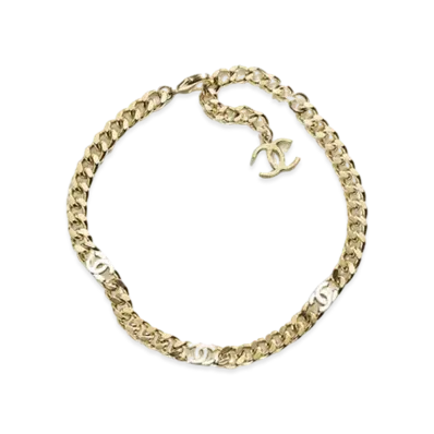 CHANEL CC Metal Choker Necklace "Gold"