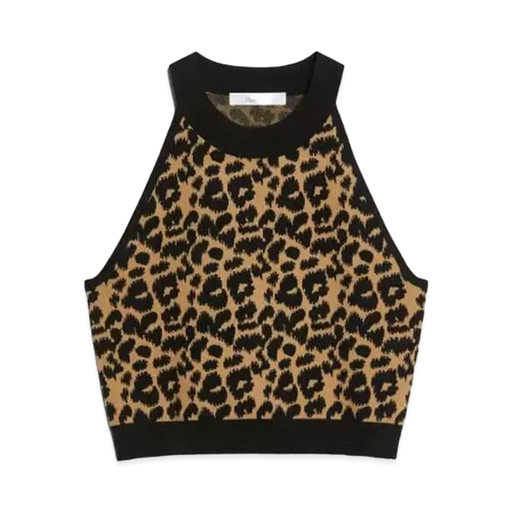 Max Mara Tenna Viscose Jacquard Knit Top "Black"