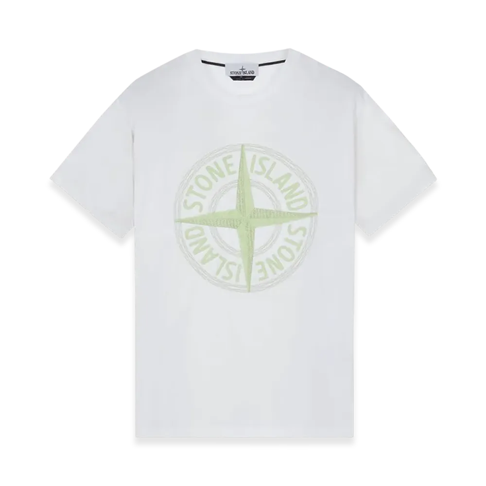 Stone Island 21580 Stitches Three Embroidery Short Sleeve T-Shirt - 23SS "White"
