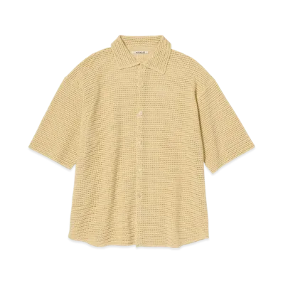 AURALEE Cotton Mesh Knit Half Sleeved Shirt "White Yellow"