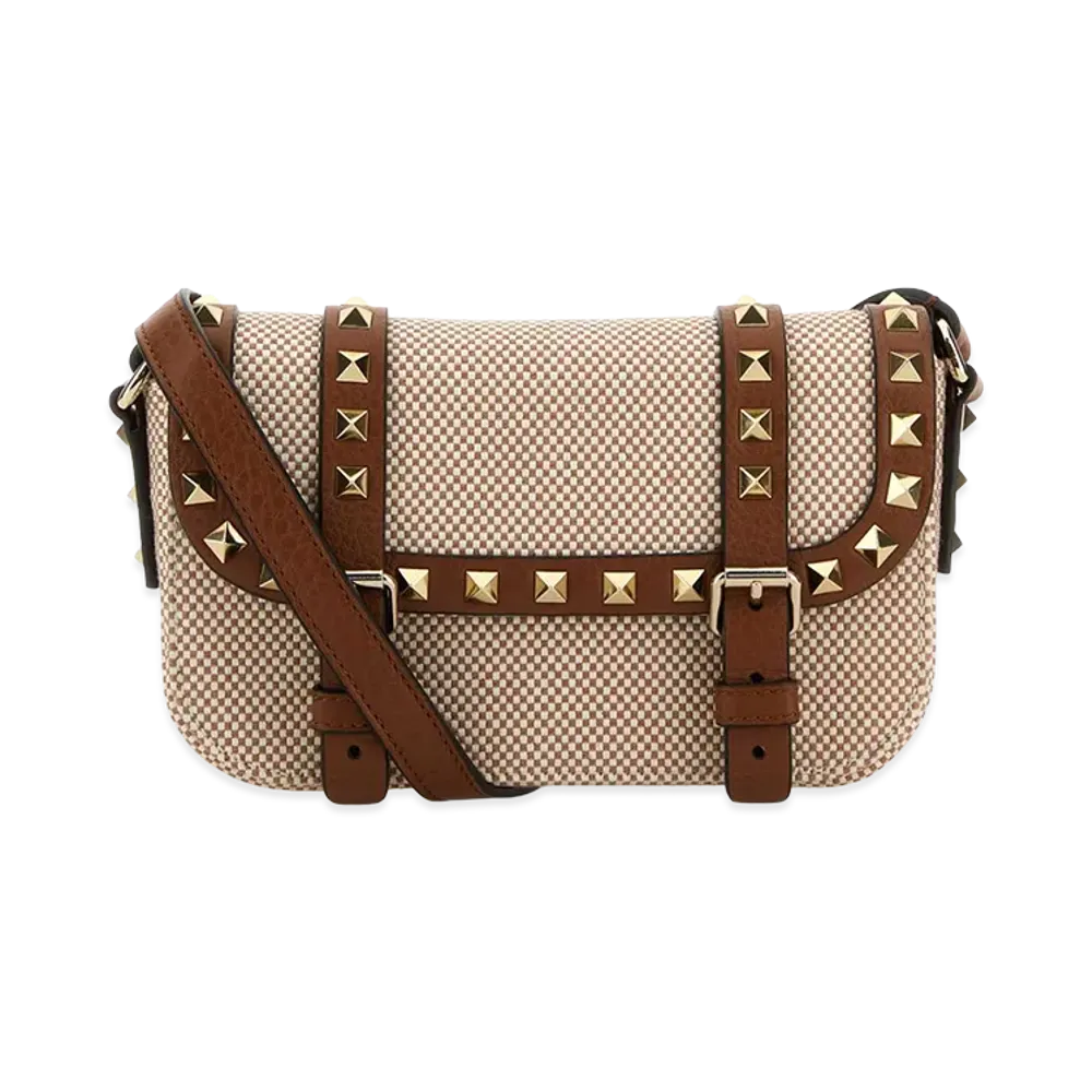 Valentino Women's Two-Tone Canvas Rockstud Crossbody Bag "Multicolor"