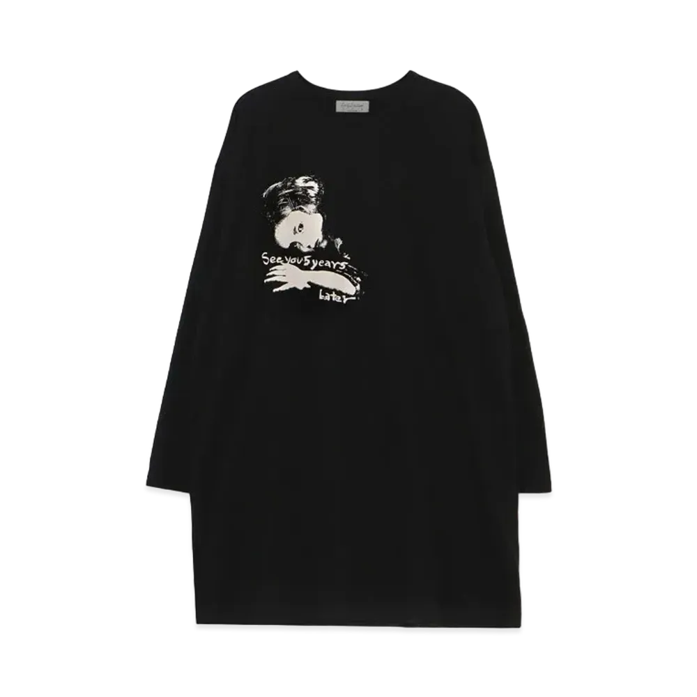 Yohji Yamamoto Pour Homme 30/-COMBED PLAIN STITCH ORIGINAL PRINT BIG LONG SLEEVES "Black"