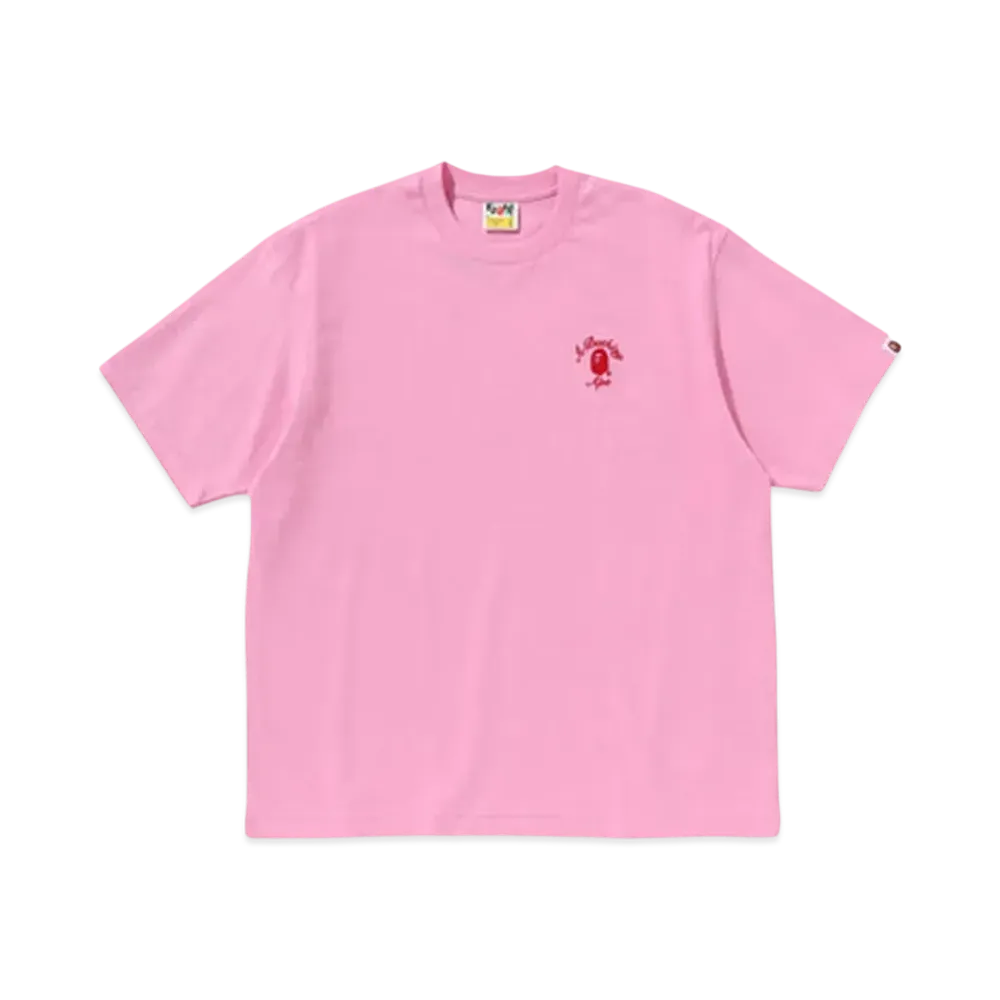 A BATHING APE One Point College Relaxed Fit Tee "Pink"