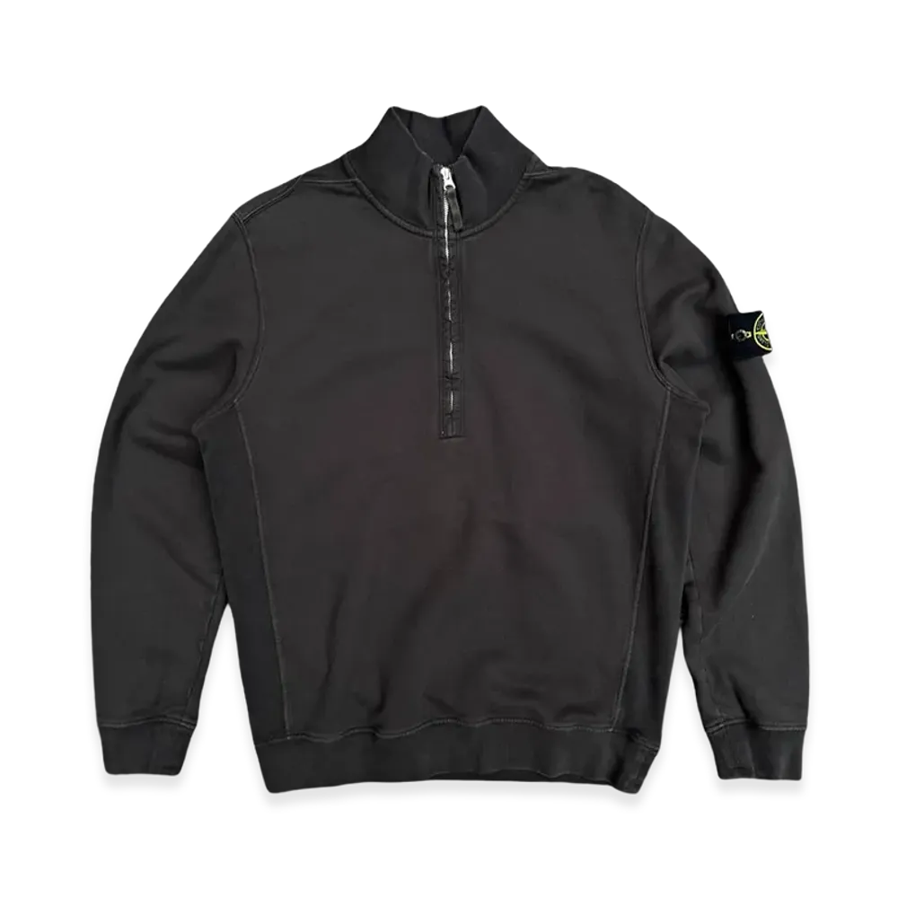 Stone Island Wappen Patch Half Zip-up Fluffy Sweatshirt "Gray"