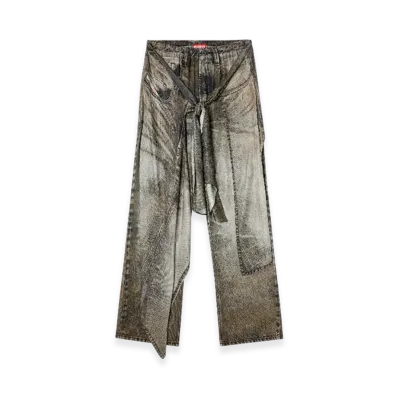 Diesel P-Aloma Wrap Pants In Denim-Look Viscose "Gray"