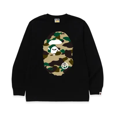 A BATHING APE Big Ape Head LS Tee "Black/Yellow"