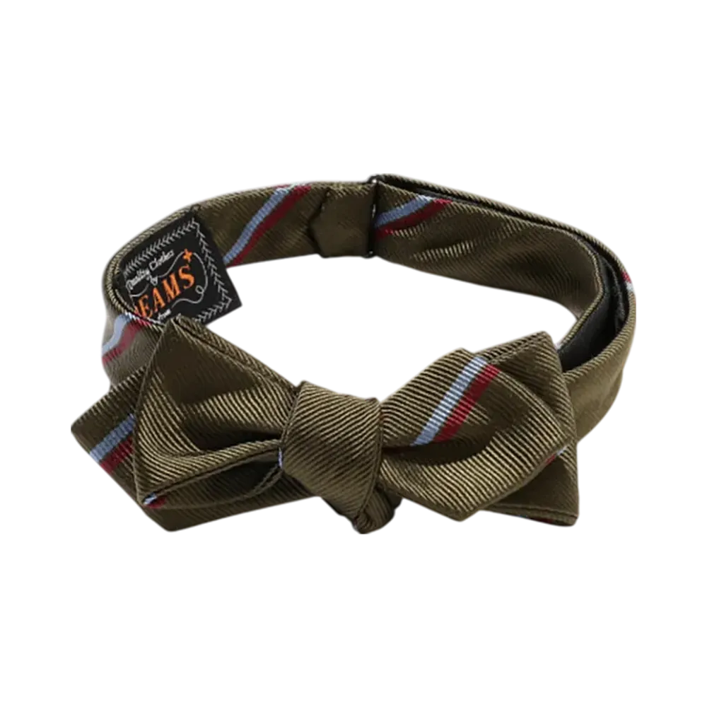 BEAMS Silk Bow Tie Wide Regimental "Green"