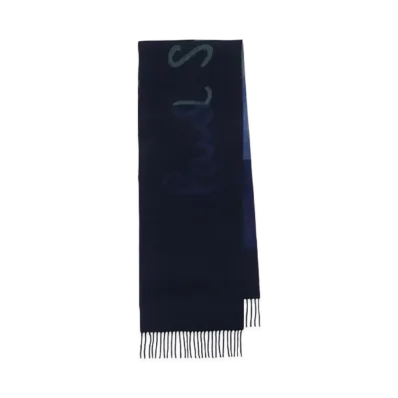 Paul Smith Big Logo Reversible Wool Scarf "Navy"