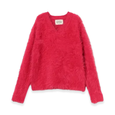 BEAMS FUTURE ARCHIVE Shaggy Vneck Knit "Red"