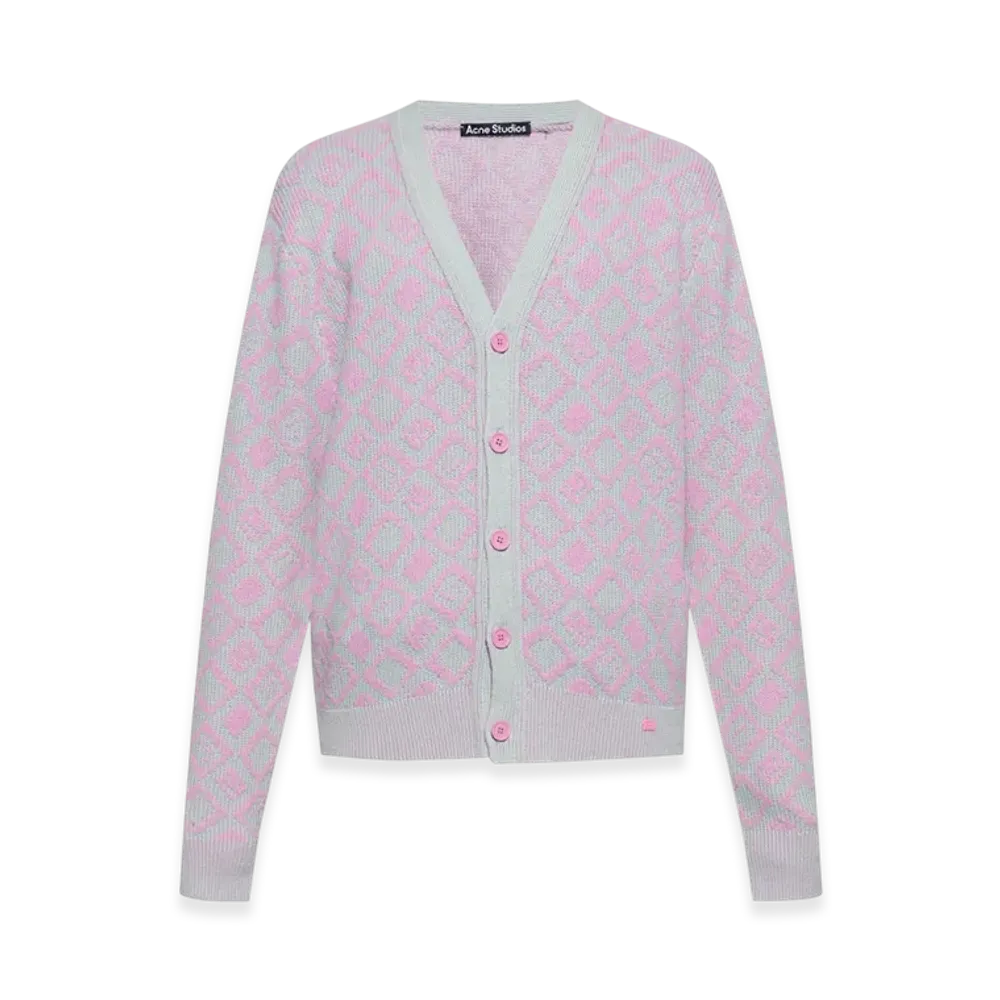Acne Studios Face Tiles Cardigan "Bubble Pink/Spring Green"