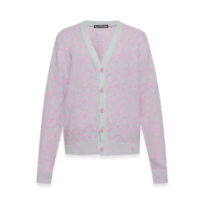 Acne Studios Face Tiles Cardigan "Bubble Pink/Spring Green"