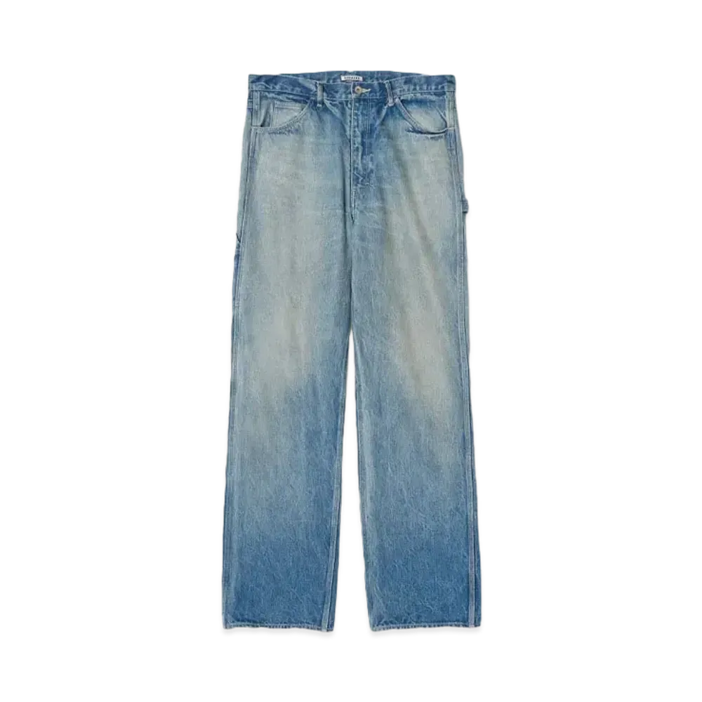 AURALEE Selvedge Faded Heavy Denim Painter Pants "Faded Indigo"