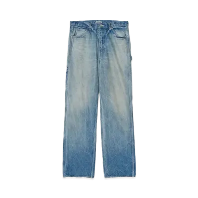 AURALEE Selvedge Faded Heavy Denim Painter Pants "Faded Indigo"