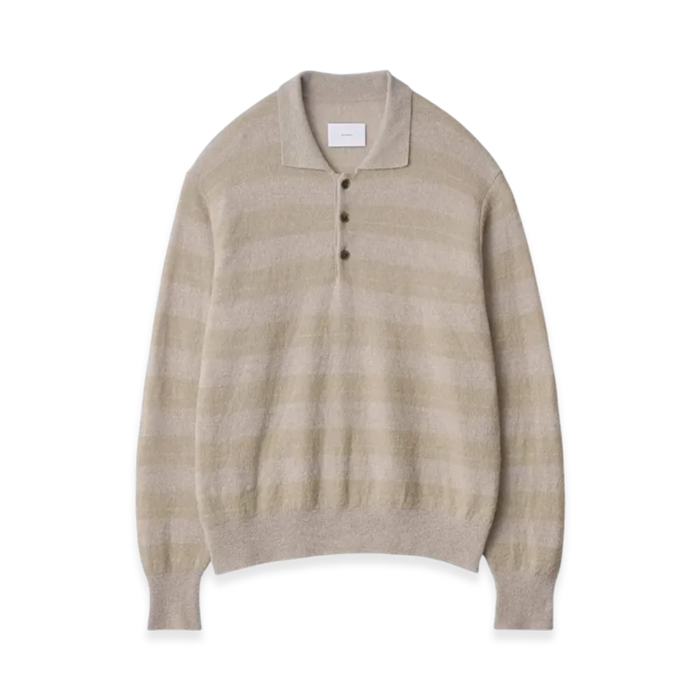 ssstein W/AL/NY Knit Stripe Polo LS "Beige Greige Mix"