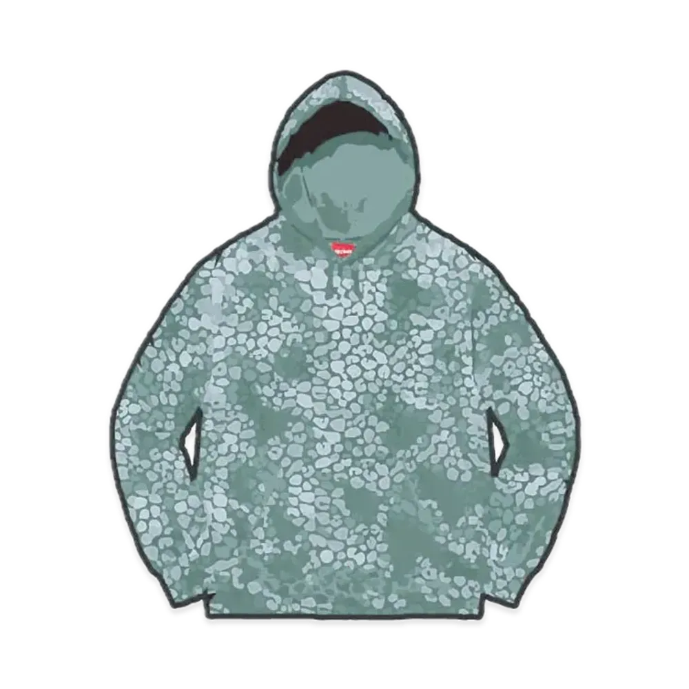 Supreme Bleached Leopard Hooded Sweatshirt "Dusty Teal"