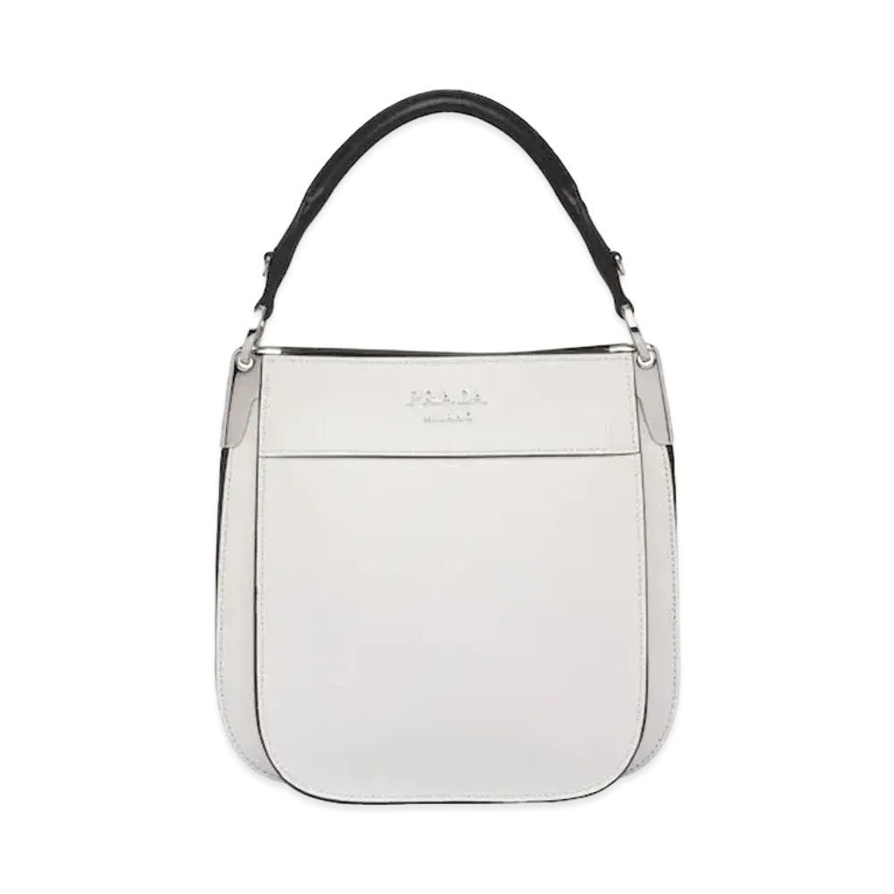 PRADA Small Leather Margit Bag "White/Black"