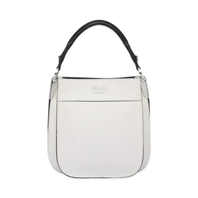 PRADA Small Leather Margit Bag "White/Black"