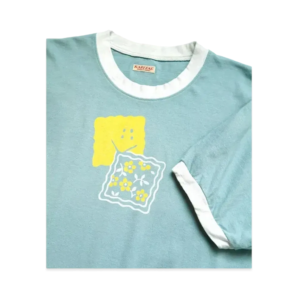 KAPITAL 20 India Ringer Tee "Blue Grey"