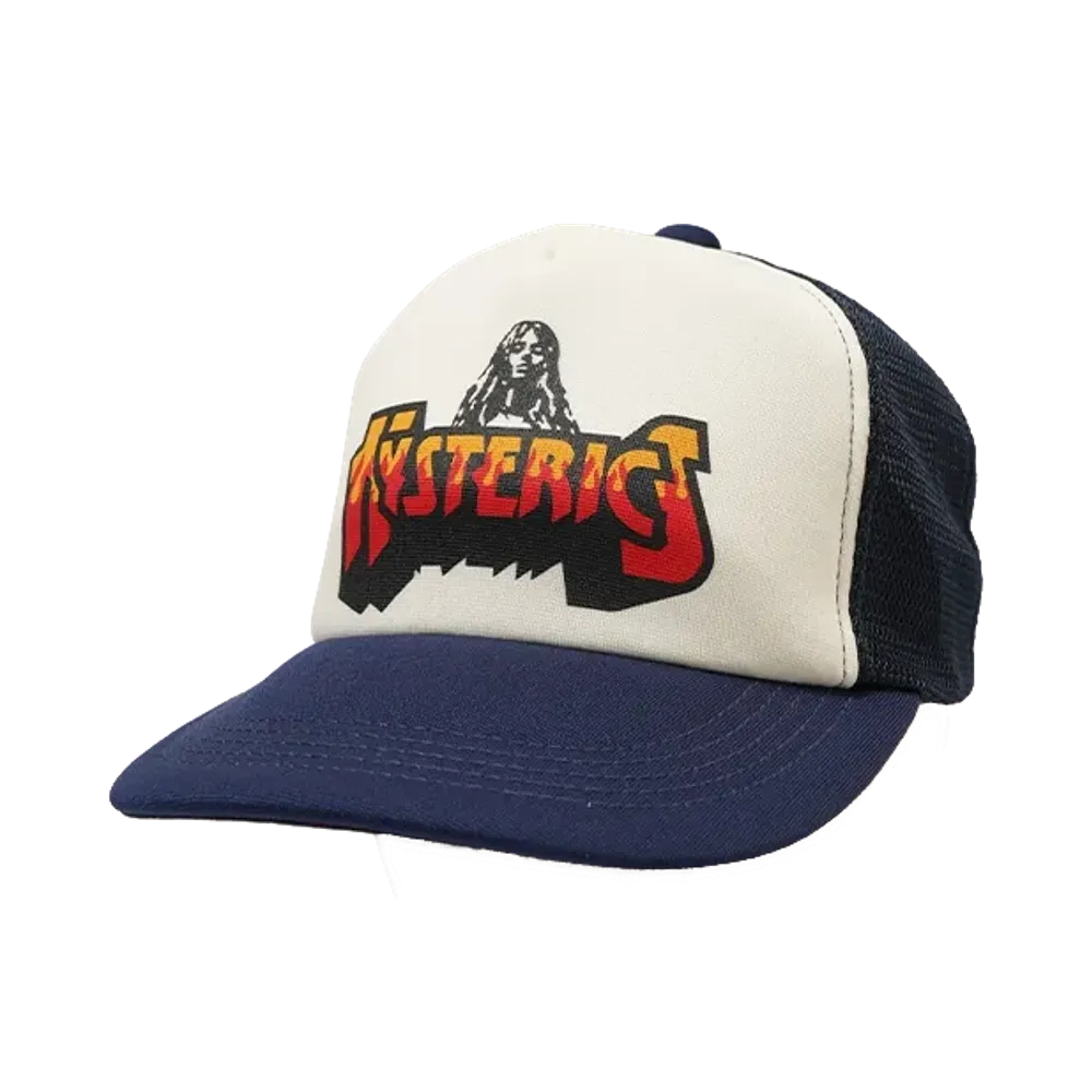 HYSTERIC GLAMOUR BAD ASS FIRE LOGO Mesh Cap "Navy"