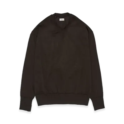 YOKE Ramie Wool V-neck Sweater "Brown"