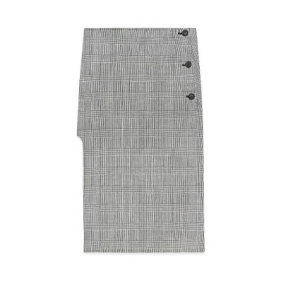 Courreges Oblique Prince Of Wales Midi Skirt "Black/Natural"