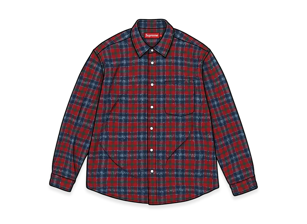 Supreme Frayed Textured Plaid Shirt "Navy"