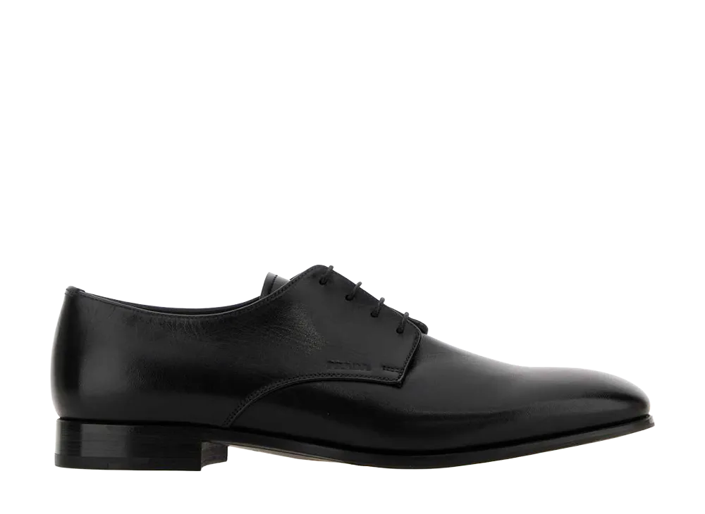 PRADA Ovine Leather Lace-Up Shoes "Black"