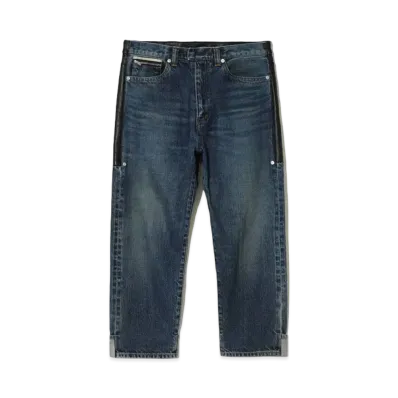 UNDERCOVER Cowhide Leather Switching Denim Pants "Light Blue Indigo"
