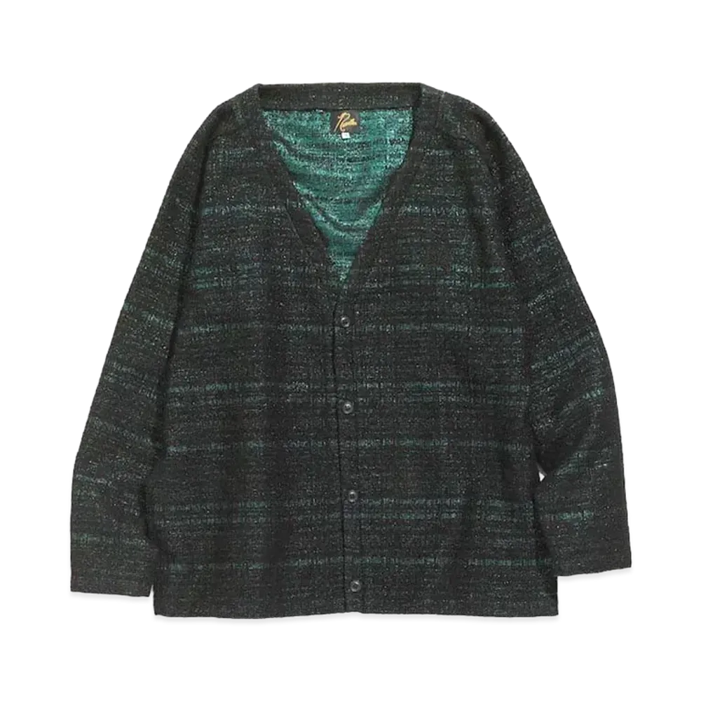 Needles V NECK CARDIGAN - W/N/R/PE LAME CLOTH JQ. "Green"