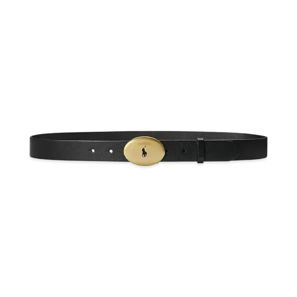 Polo Ralph Lauren Polo ID Oval Buckle Calfskin Belt "Black"