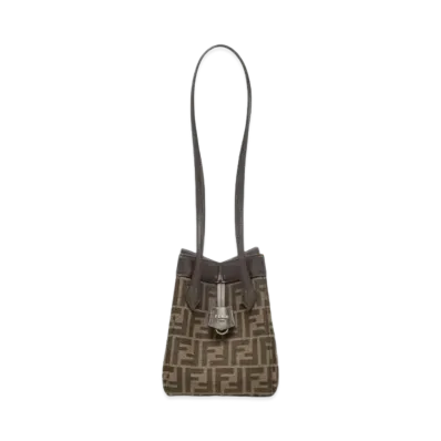 FENDI Origami Small FF Jacquard Fabric Bag "Brown"