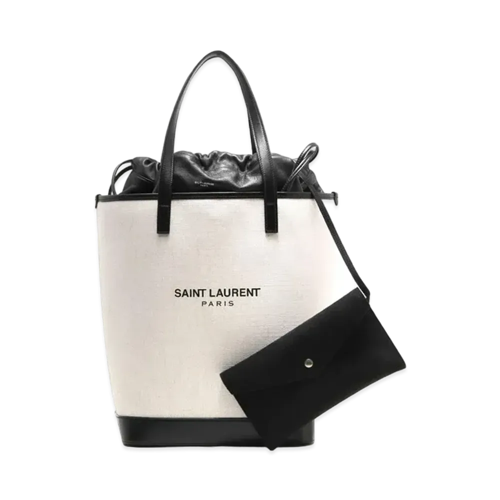 Saint Laurent Teddy rayon Tote Bag "White / Black"