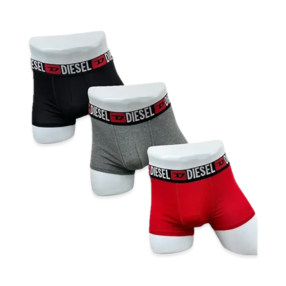 Diesel Three Pack Boxers "Black/Grey/Red"