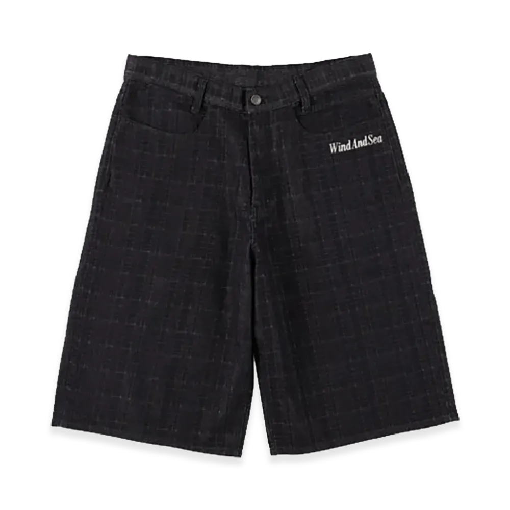 WIND AND SEA Plaid Pattern Denim Half Pants "Indigo"