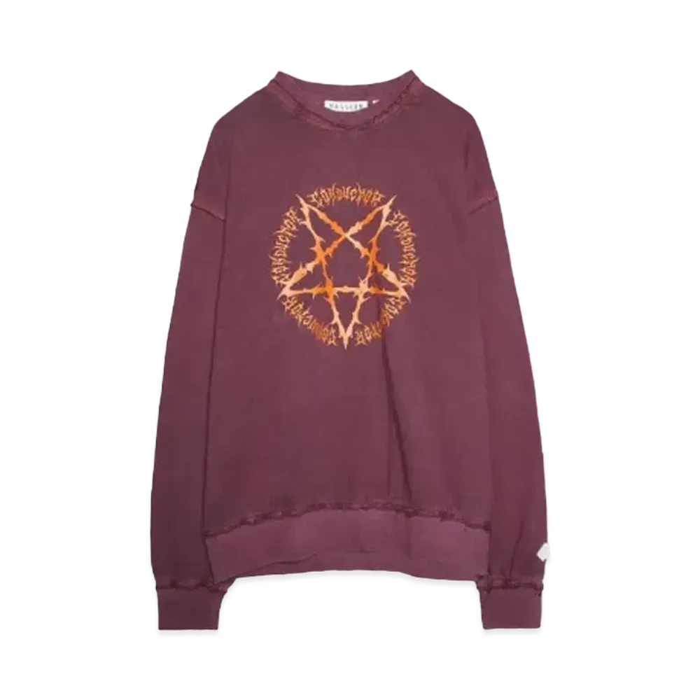el conductorH PIGMENT DYE COTTON CREWNECK SWEATER 'PENTAGRAM "MAROON"