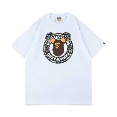 Bearbrick BAPE BUSY WORKS 2021 T-Shrit "White Black"