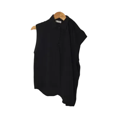 BALENCIAGA Sleeveless Asymmetric Blouse "Black"