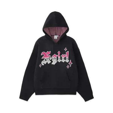 X-Girl Gradient Logo Jacquard Knit Hoodie "Black"