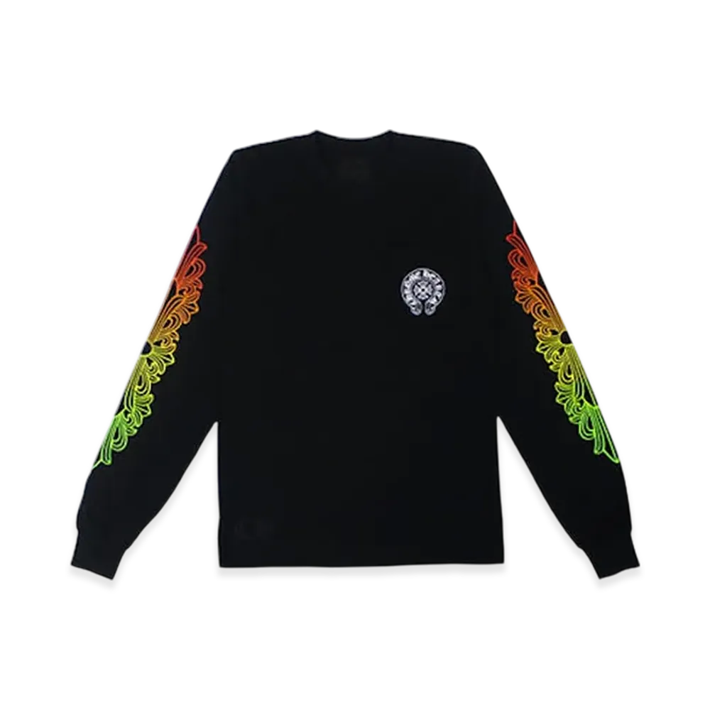 Chrome Hearts Back Grad Circle Logo Floral Sleeve Gradient L/S Tee "Black"
