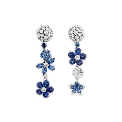 Van Cleef & Arpels Folie des Pres earrings "18K White gold/Sapphire/Diamond"
