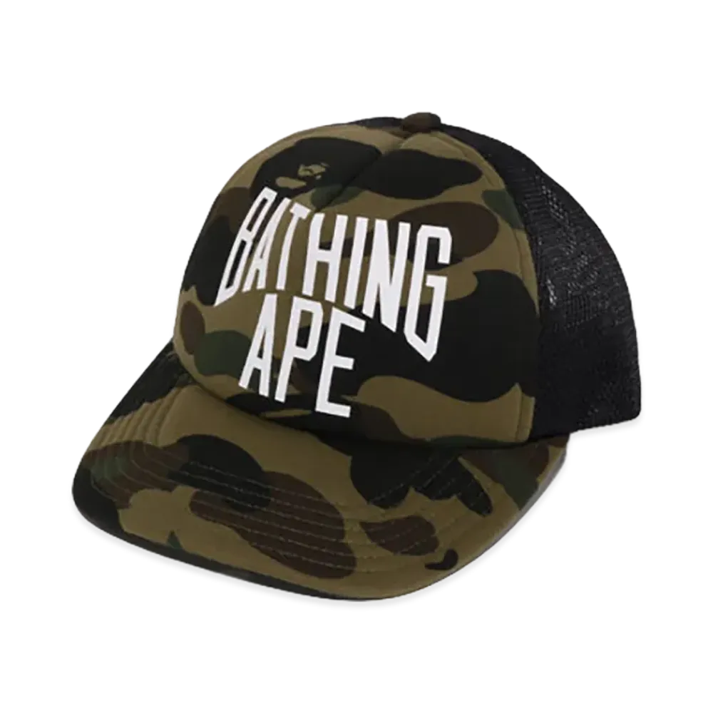 A BATHING APE 1ST Camo NYC Logo Mesh Cap "Green"