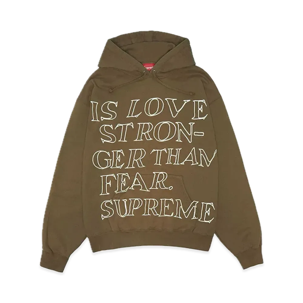 Supreme Stronger Than Fear Hooded Sweatshirt "Olive Brown"