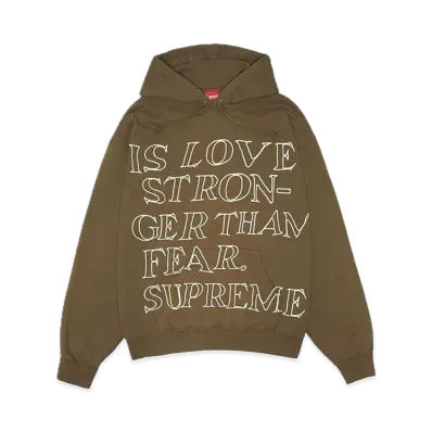 Supreme Stronger Than Fear Hooded Sweatshirt "Olive Brown"