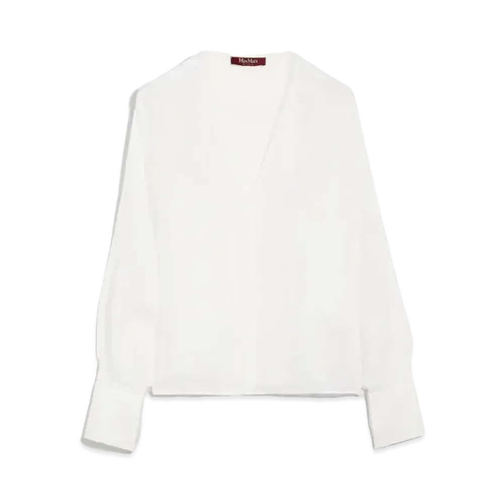Max Mara Leccio Ramie Gauze Lace Blouse "White"