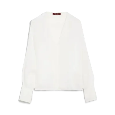 Max Mara Leccio Ramie Gauze Lace Blouse "White"