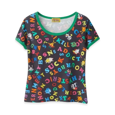 HYSTERIC GLAMOUR SNS Addiction Patterned Mini T-Shirt "Black"